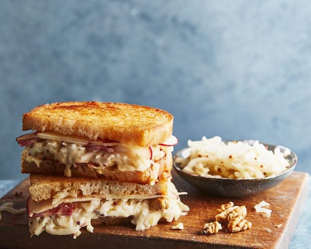 Cheese, apple and walnut toastie