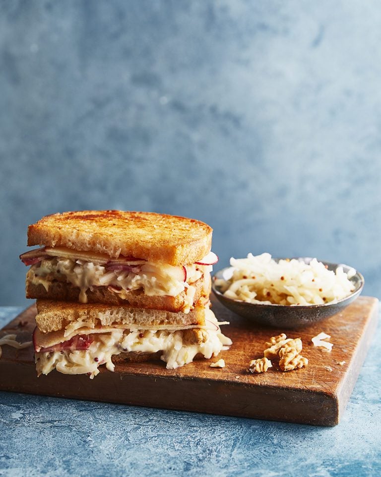 Cheese, apple and walnut toastie