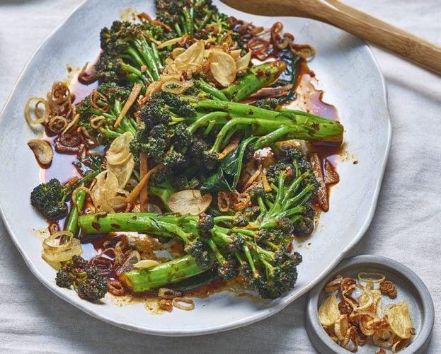 garlic purple sprouting broccoli