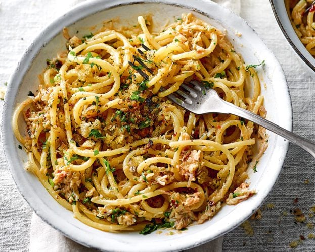 chilli butter and crab pasta