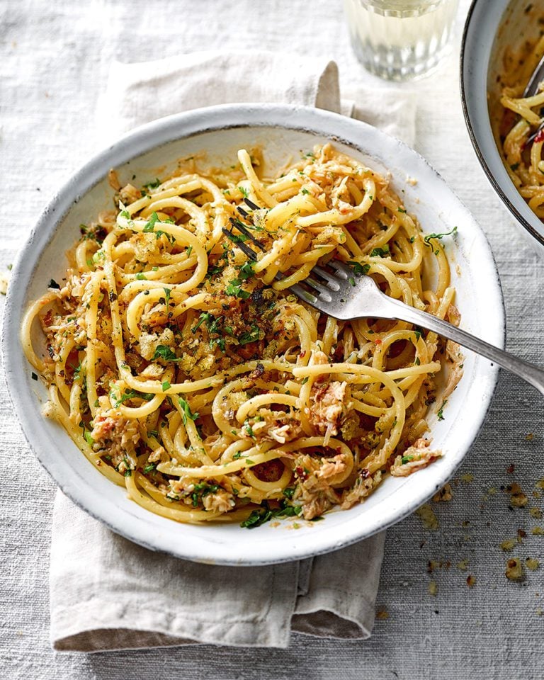 Chilli butter and crab pasta