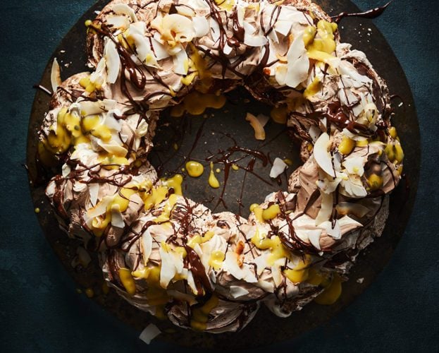 Chocolate coconut meringue wreath