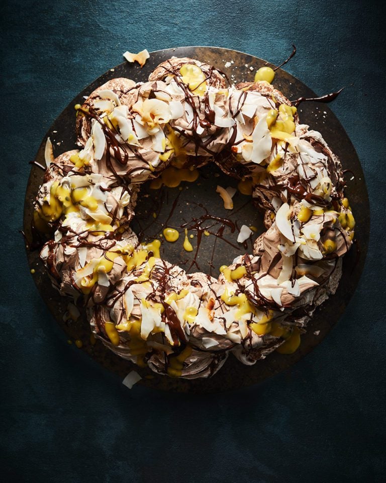 Chocolate coconut meringue wreath