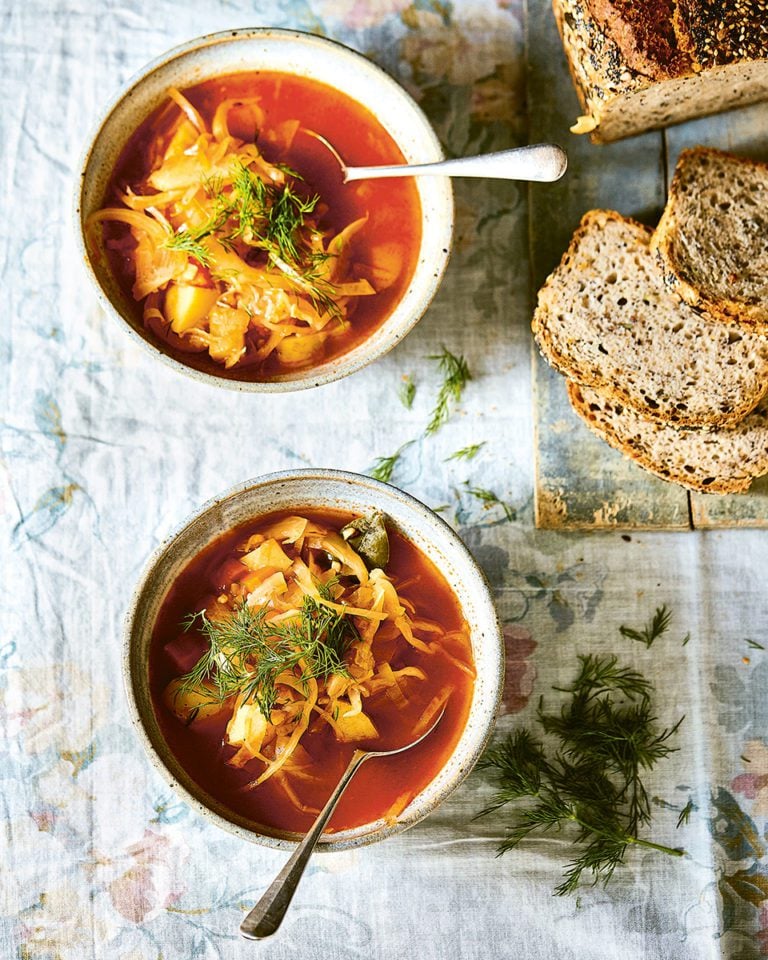 Shchi (cabbage and caraway soup)