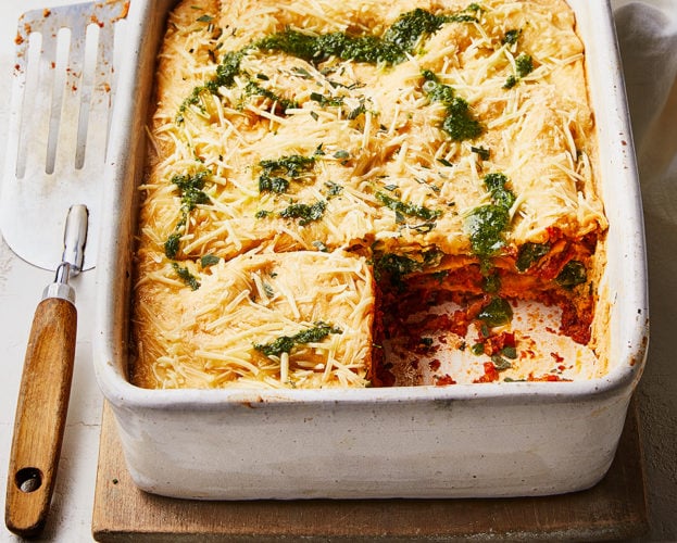Vegan wild garlic lasagne