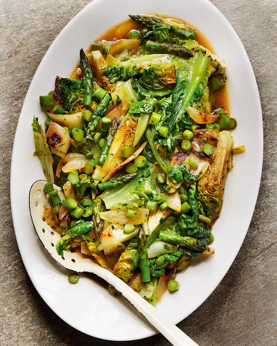 Warmed asparagus and lettuce delicious. magazine