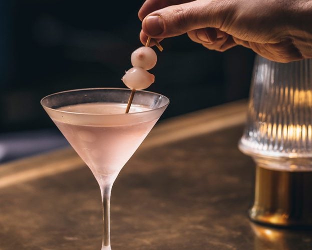 Pink gibson martini