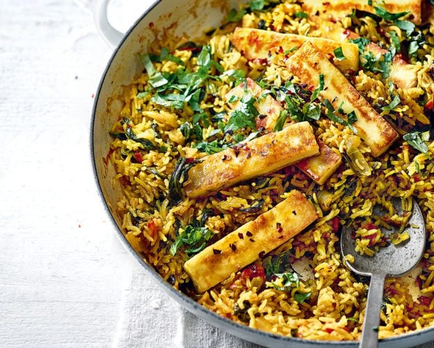 Spinach and paneer pulao