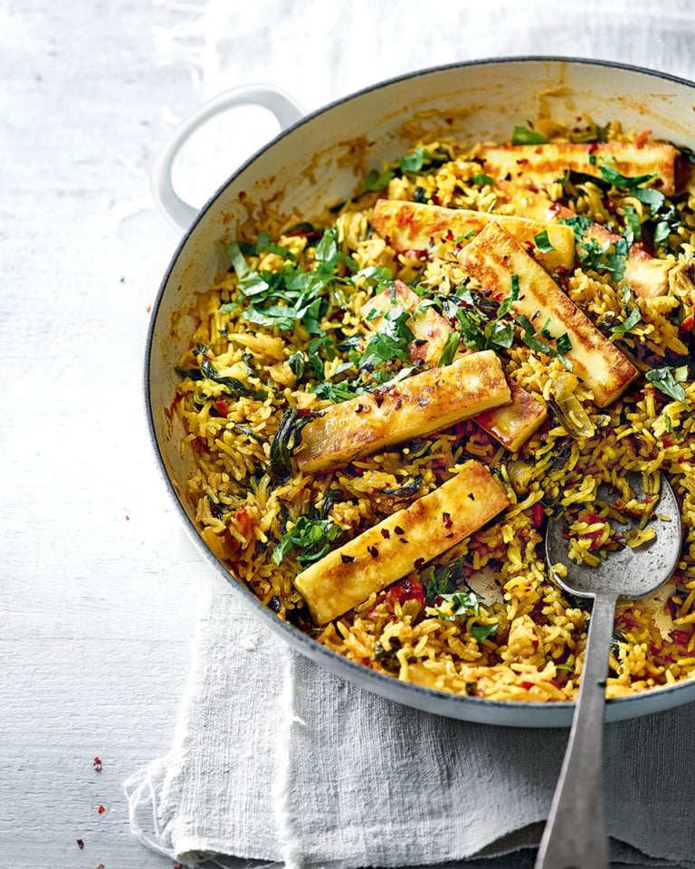 Spinach and paneer pulao