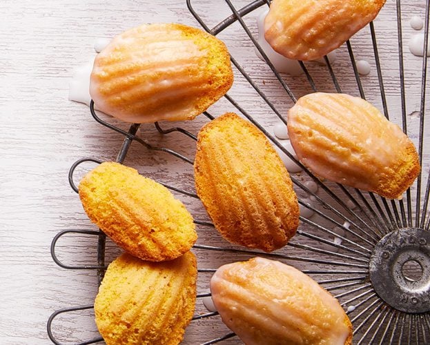Lemon madeleines with gin and Dubonnet sorbet