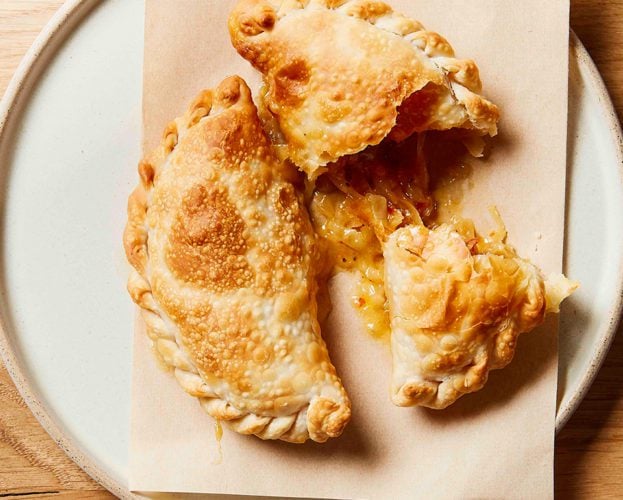 Cheese and  caramelised onion empanadas