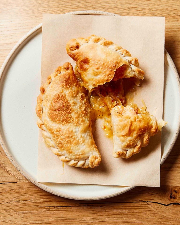 Cheese and  caramelised onion empanadas