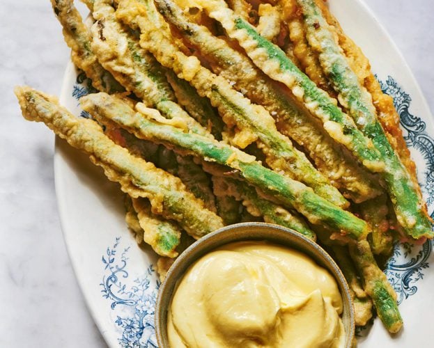 Asparagus fritters and aioli