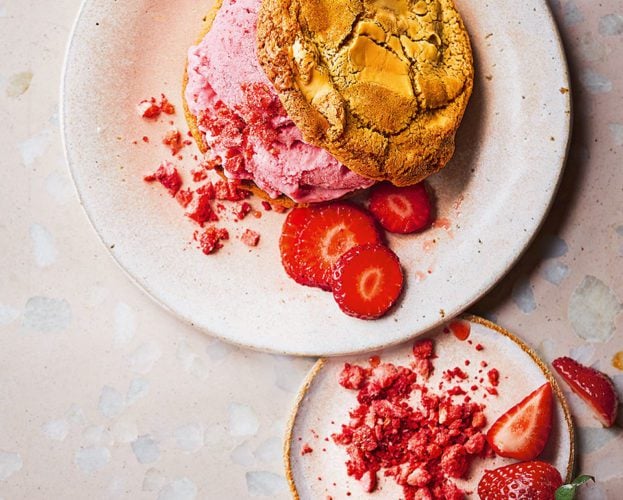 10-minute strawberry ice cream sandwich