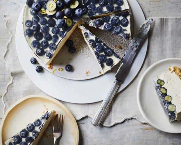 Blueberry gin and tonic cheesecake