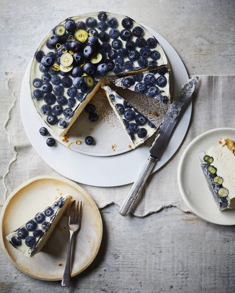 Blueberry gin and tonic cheesecake