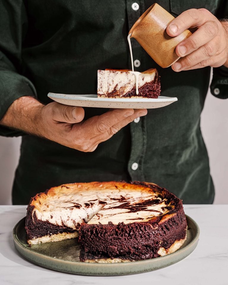 Paul Hollywood’s New York chocolate brownie cheesecake