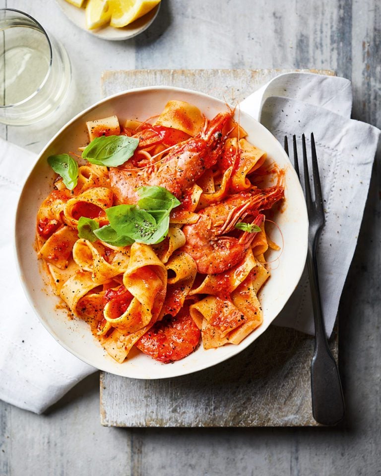 Prawn and harissa pasta