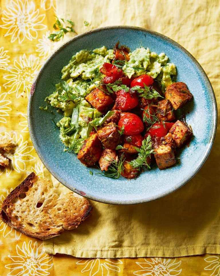 Smoky chipotle tofu with tomatoes and avocado