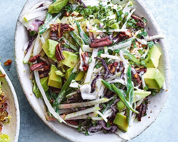 Avocado slaw with runner beans