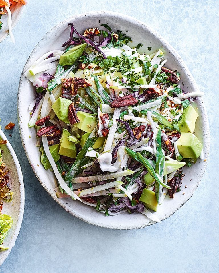 Avocado slaw with runner beans