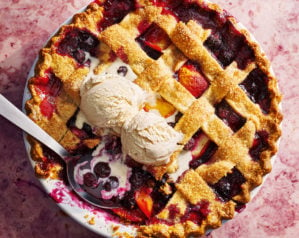 Blueberry and peach pie