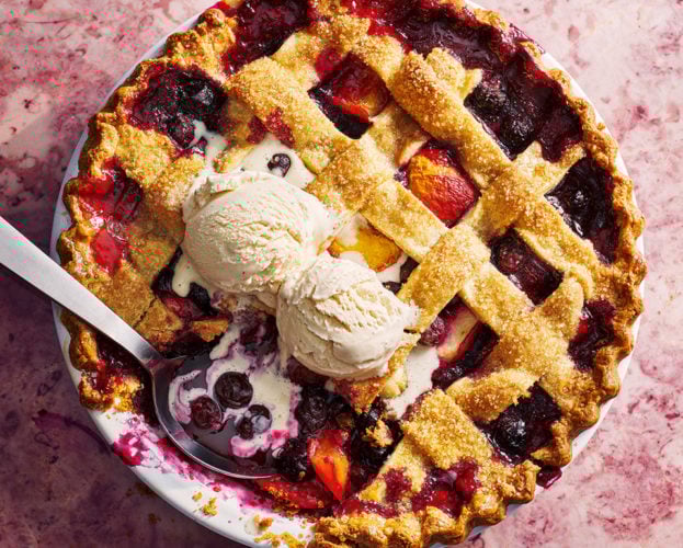 Blueberry and peach pie