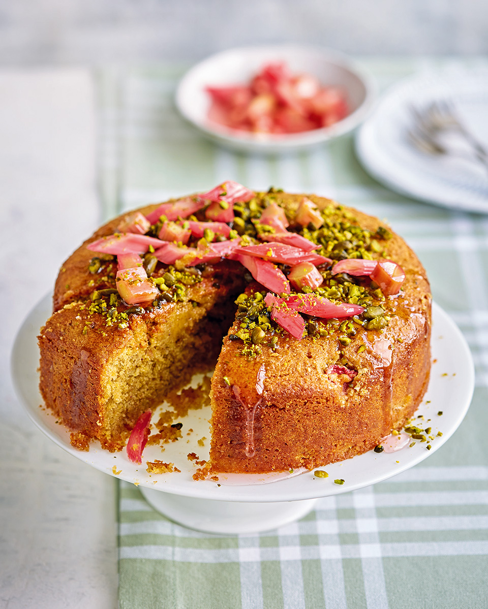 Rhubarb and pistachio syrup cake - delicious. magazine