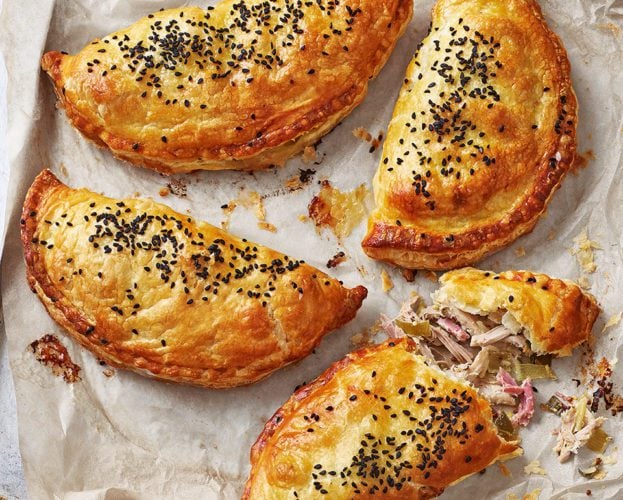 Chicken, leek and ham pasties