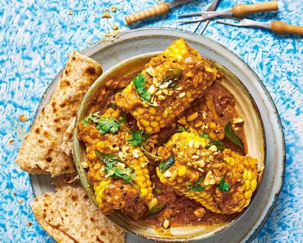 Corn on the cob peanut curry
