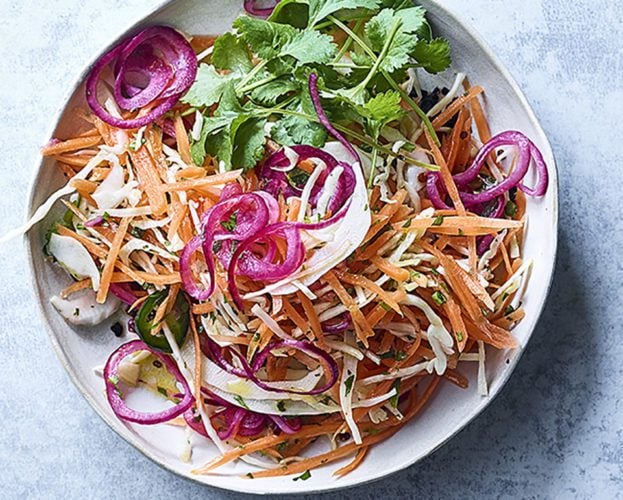 Taco slaw with pink pickled onions