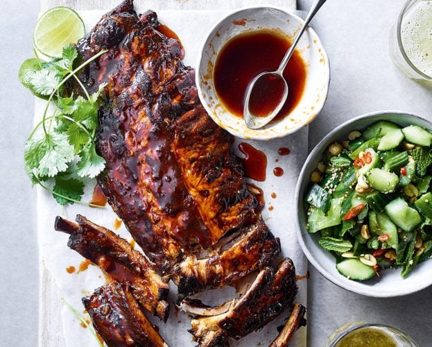 Vietnamese pork ribs with smacked cucumber salad