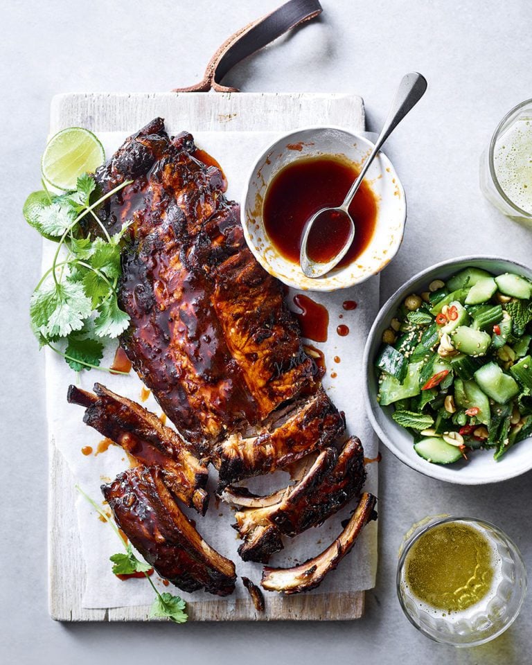 Vietnamese pork ribs with smacked cucumber salad
