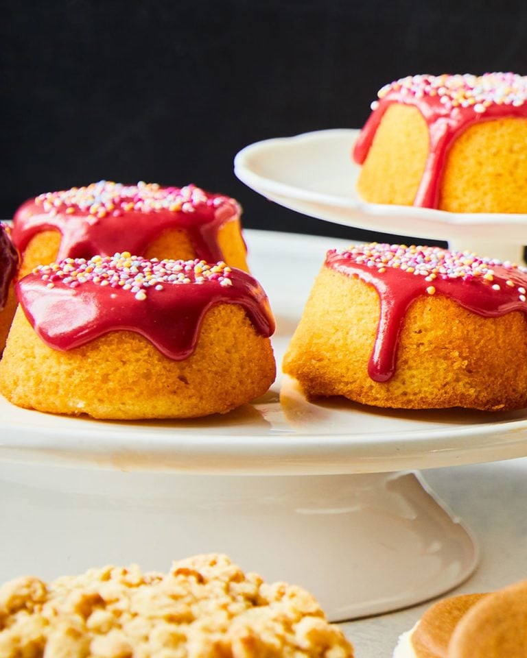 Raspberry and custard mini cakes