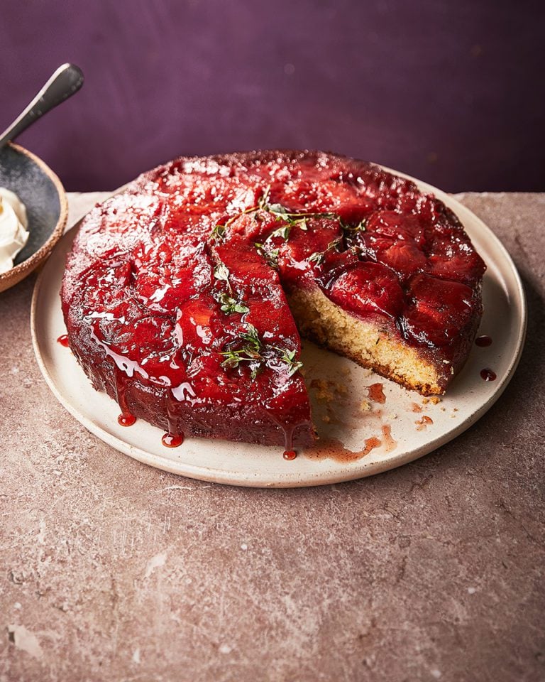 Plum upside-down cake