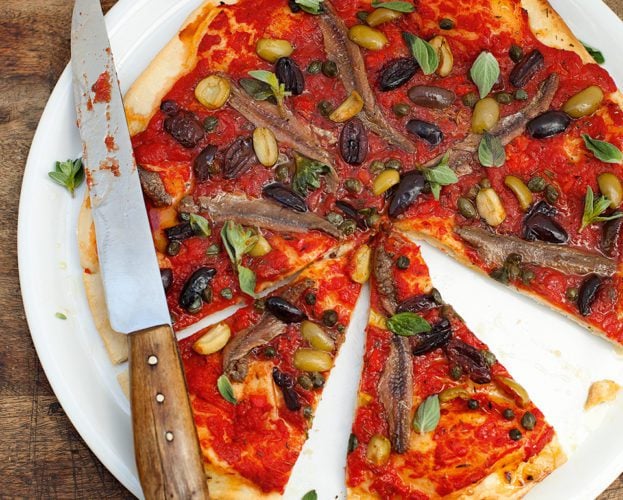 anchovy and olive pizza
