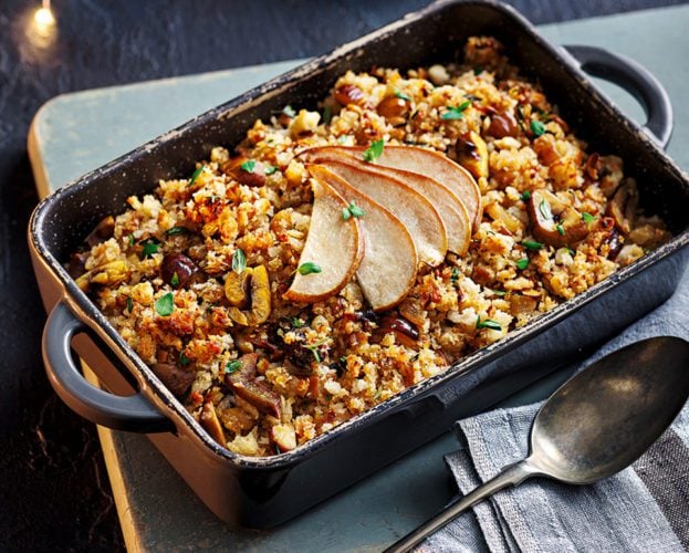 Caramelised onion, pear and chestnut stuffing