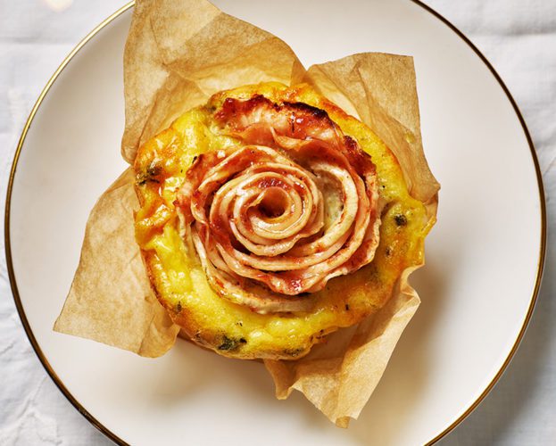 Turnip, cheddar and quince rose