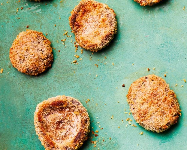 Breaded pickled shiitake mushrooms