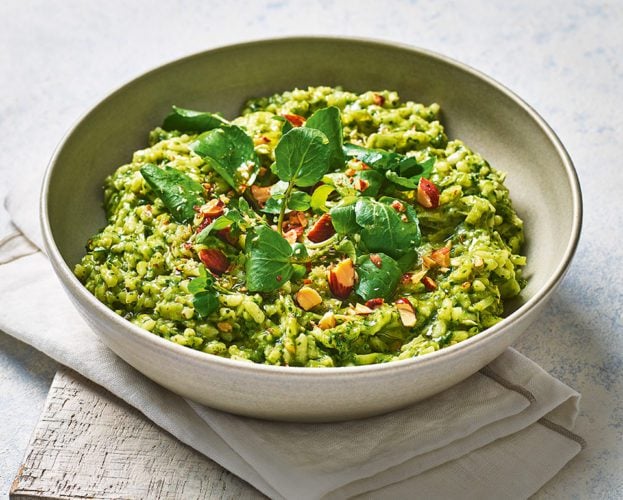 Leek and watercress risotto