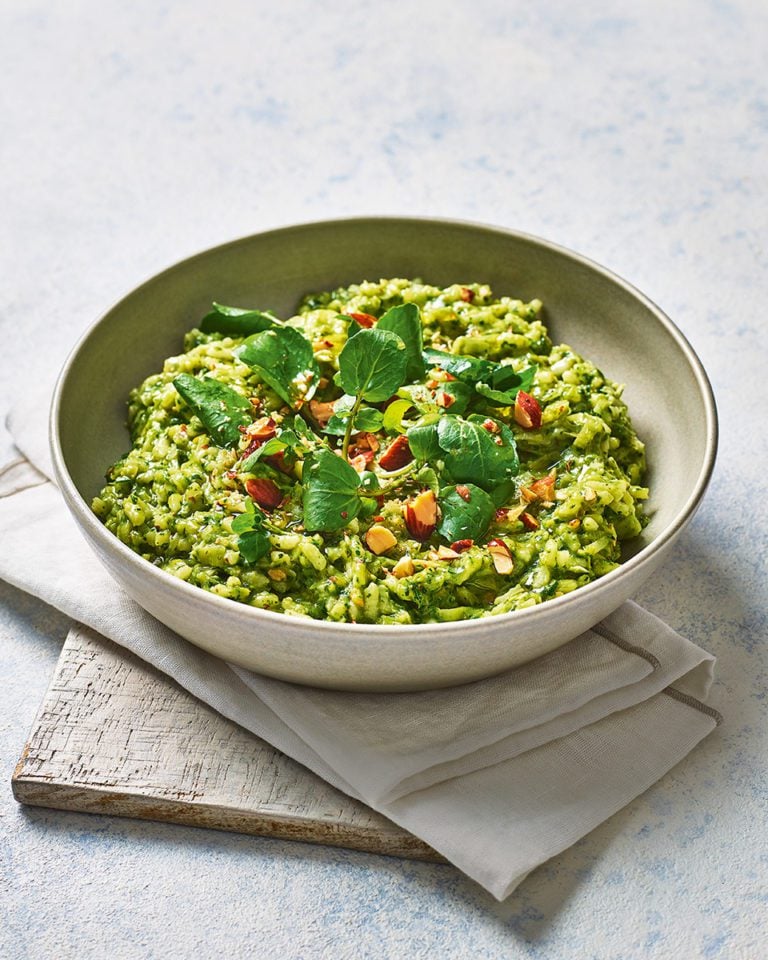 Leek and watercress risotto