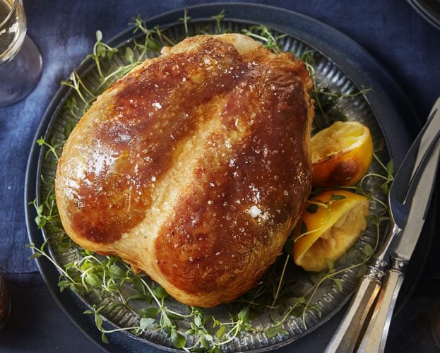 Brioche and thyme butter-stuffed chicken crown