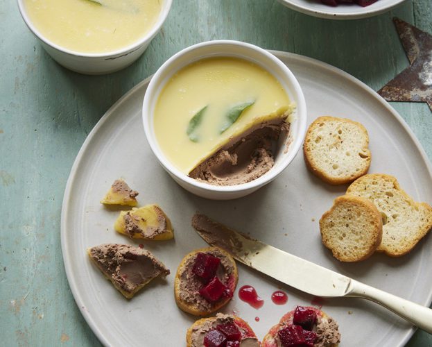 Chicken liver pâté with beetroot, orange and sage