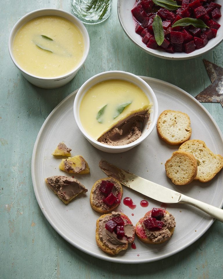 Chicken liver pâté with beetroot, orange and sage