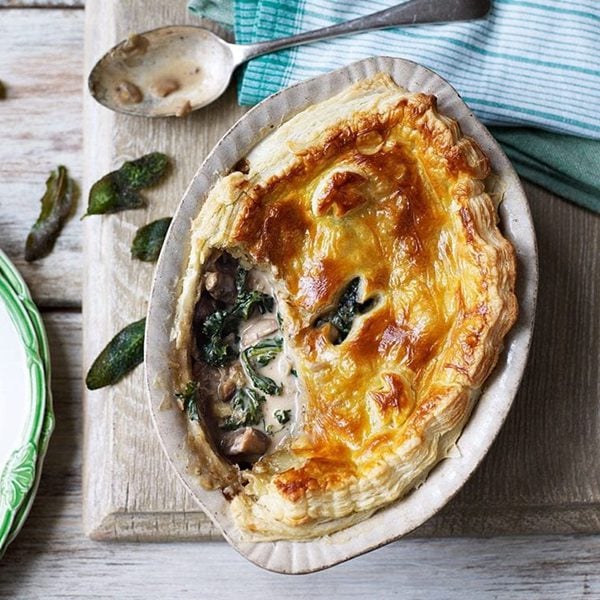 Kale, chestnut and mushroom pie