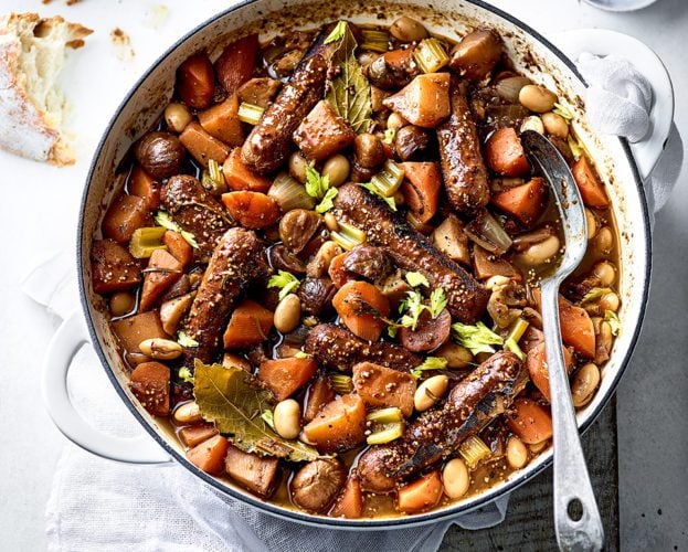 Vegan sausage casserole