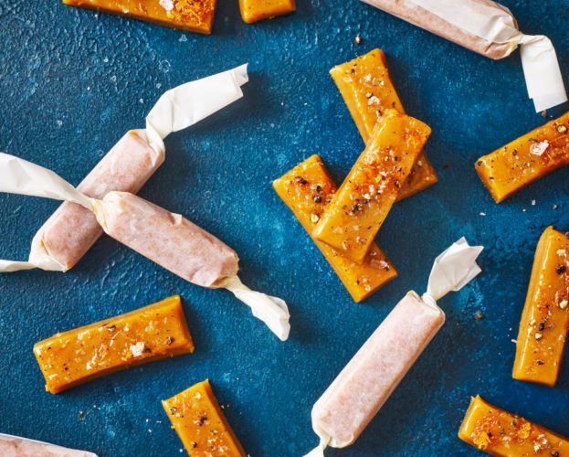 Sea salt caramels with grapefruit and black pepper