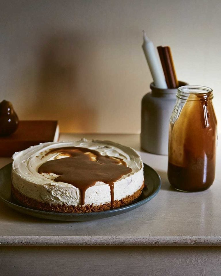 Pear and butterscotch cheesecake