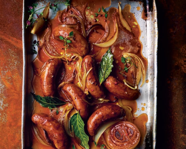 Cumberland sausages with onion gravy
