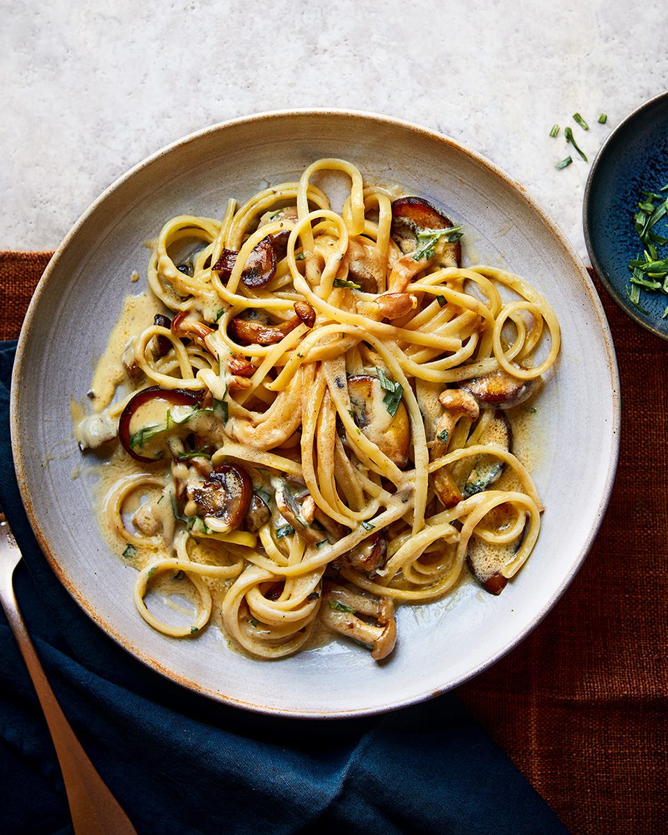 Creamy mushroom linguine delicious. magazine